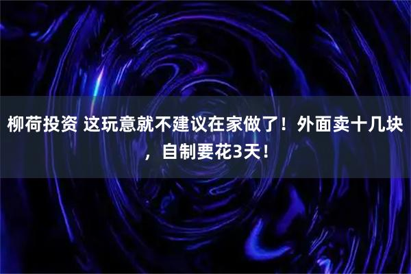 柳荷投资 这玩意就不建议在家做了！外面卖十几块，自制要花3天！